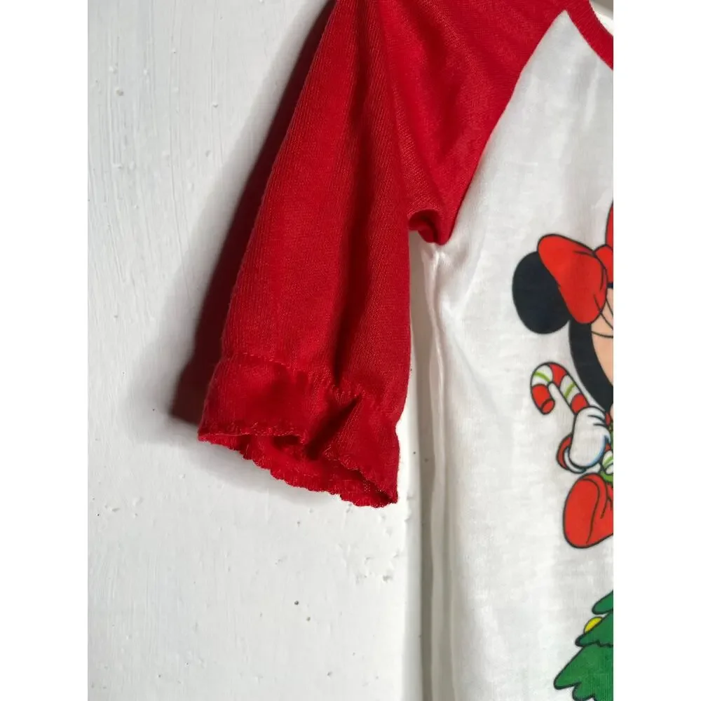NEW Vintage 1984 Walt Disney Co Christmas One Piece Footie Mickey Minnie NEWBORN
